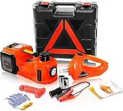 Macaco Hidráulico 5T, Macaco Elétrico de Carro de 12V SHARK BLUE, Chave de Impacto e Compressor de Ar, Com Lâmpada LED, Estrutura Segura, para Troca e Reparo de Pneus na Estrada