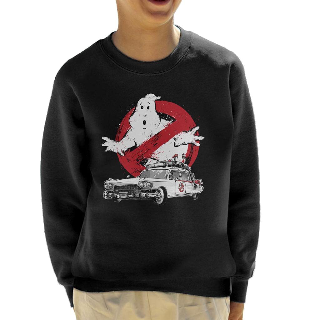 Cloud City 7 Ghostbusters Ecto 1 Sumi E Kid's Sweatshirt Black