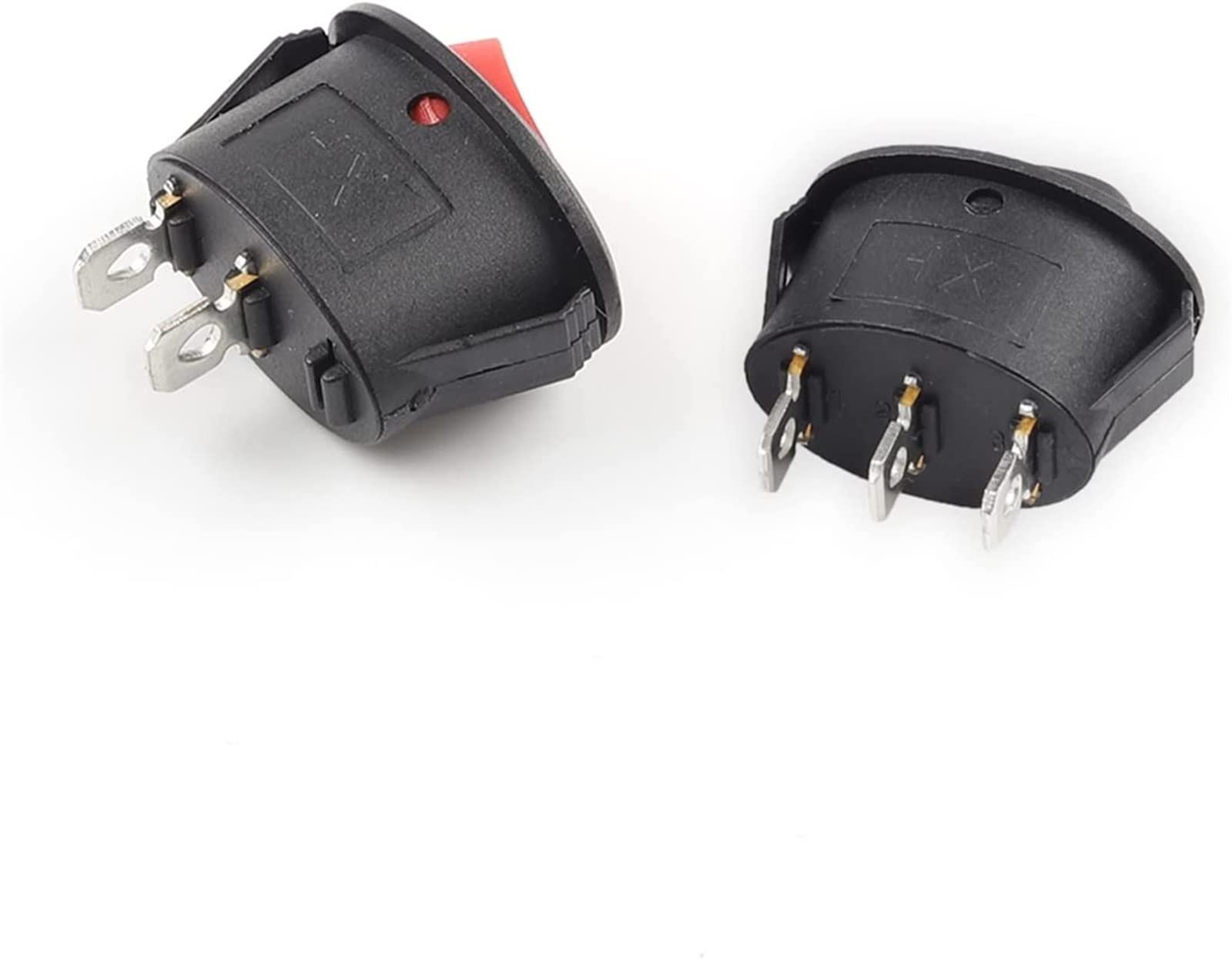 Interruptor basculante 5 piezas KCD1 Interruptor basculante pequeño redondo 25 * 16.5 mm Mini redondo Negro Blanco rojo 2 pines Interruptor de botón de encendido de 3 pines con luz 6A / 250 ( Color :