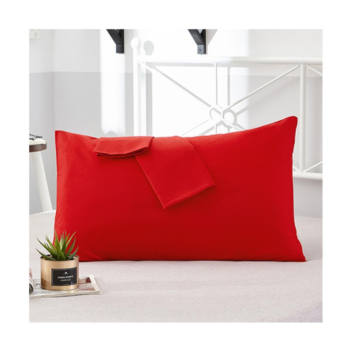 BIVVI Funda de Almohada Funda de Almohada de Color Liso, Funda de Almohada de algodón Estilo sobre para el hogar, 48x74cm, 50x70cm, 50x75cm, 50x90cm