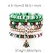 Pingyongchang Christmas Stackable Beaded Holiday Bracelets Set for Women Elastic Layering Colorful Heishi Vinyl Disc Polymer Clay Stretch Bohemian Festive Favors Decor Accessories Birthday Gifts-A