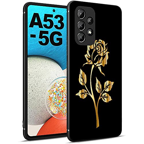 Esakycn Funda para Samsung Galaxy A53 5G, Cárcasa Negro Silicona con Flores Dibujos Diseño Antigolpes Suave de Protector Piel Ultra Case Cover Fundas para Samsung A53 5G 6,5", Rosa Cover