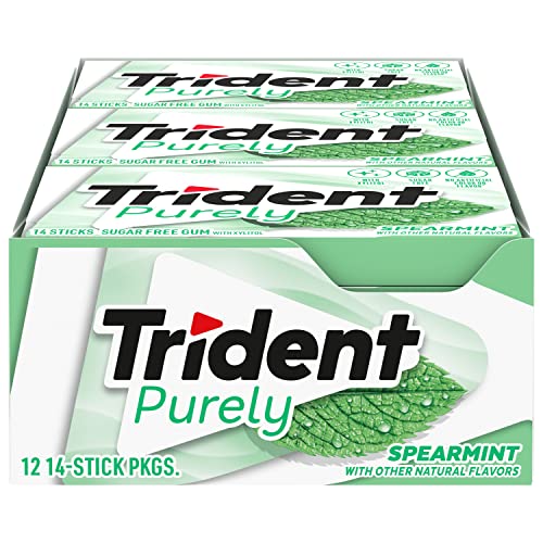 Image of Trident Purely Spearmint Sugar-Free Chewing Gum, 12 Packs of 14 Pieces (168 Total Pieces)