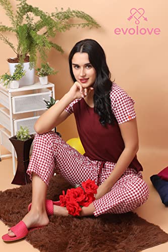 Image of Evolove Women Night Suit Set /Top Pyjama Set