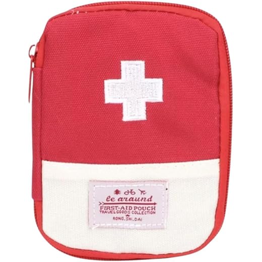 Bolsa Necessaire Kit Primeiros Socorros Emergência Organizador de Medicamentos Portátil Para Viagem Compacto M Vermelho