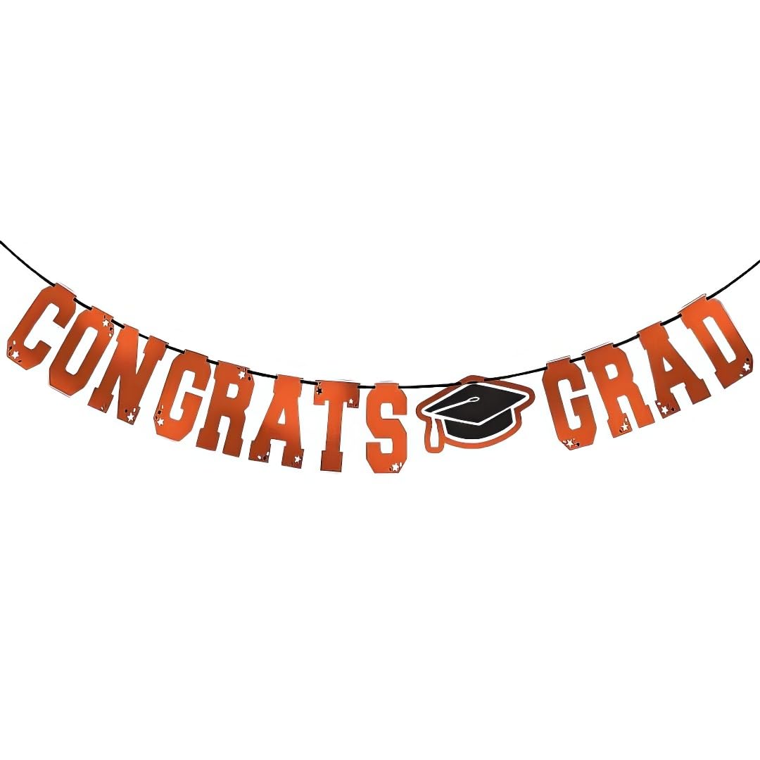 amscan Cartel de Fiesta con Letras Grandes Congrats Grad (Naranja), 1 Pieza