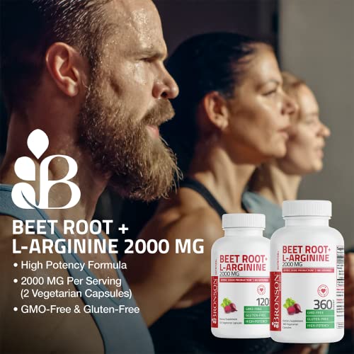 Bronson 1199-120 Beet Root + L-Arginine 2000 Mg Nitric Oxide Production- Non-Gmo, 120 Vegetarian Capsules thumb #2