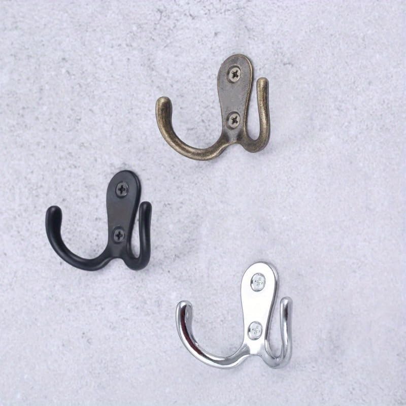 3sets Double Heads Hook Wall/Door Mounted Hanger w/Screws Coat/Key/Bag/Towel/Hat/Mask Holder 53mm (White)