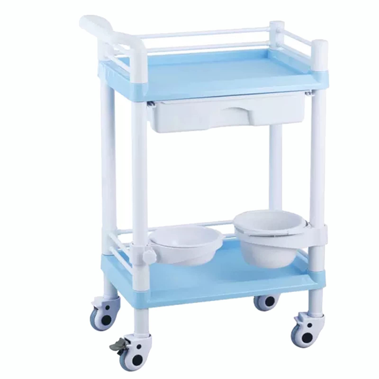 asdchZen Utility Cart Organizer Service Cart 2-Tier Tool Cart With 360°Rotate Wheels, Heavy Duty Commercial Utility Trolley For Beauty, Large