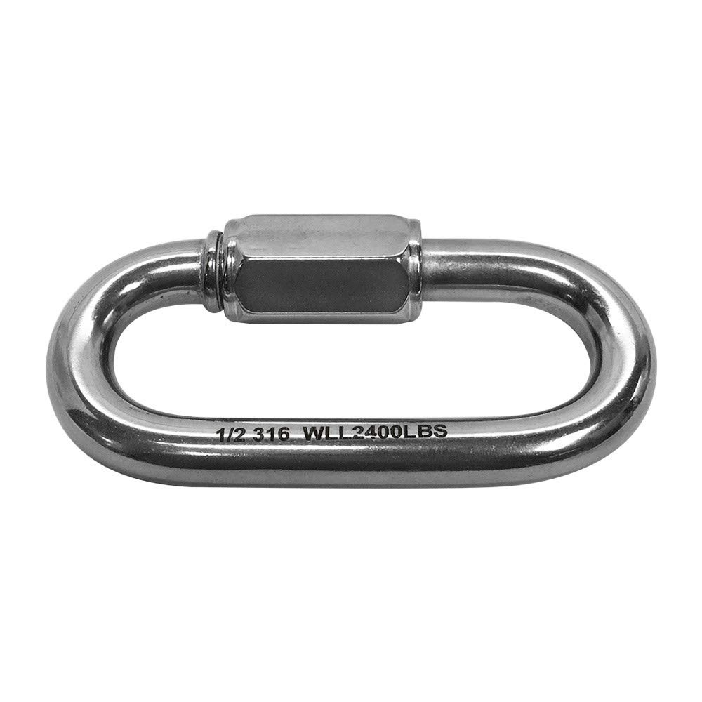 Prolinemax 1/2'' Marine 316 Stainless Steel Quick Link Shackle Boat SS316 2,400 lbs WLL