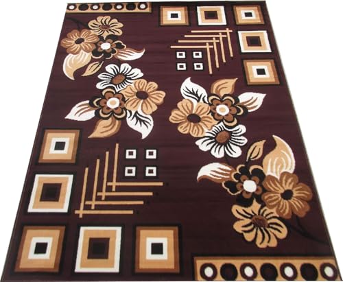 Image of BCF Area Rug 6X8 feet, Brown IJ12 Carpet for Home Decor | Easy to Clean, Anti-Skid Ideal for Living Room, Bedroom, Hall