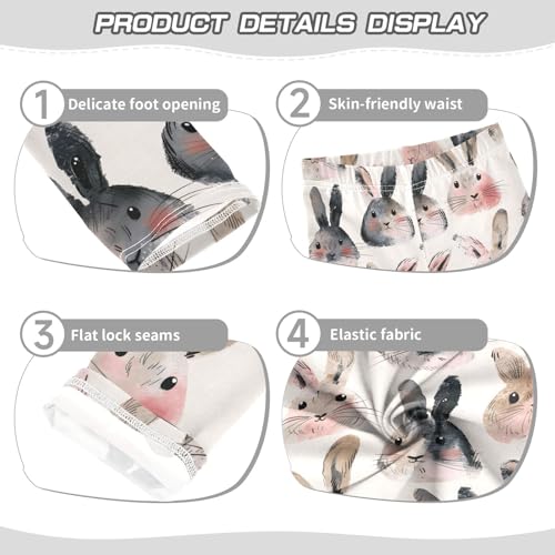 Cute Bunnies Faces 1 Girls Leggings Athletic Pants Tights Stretch Bottom3