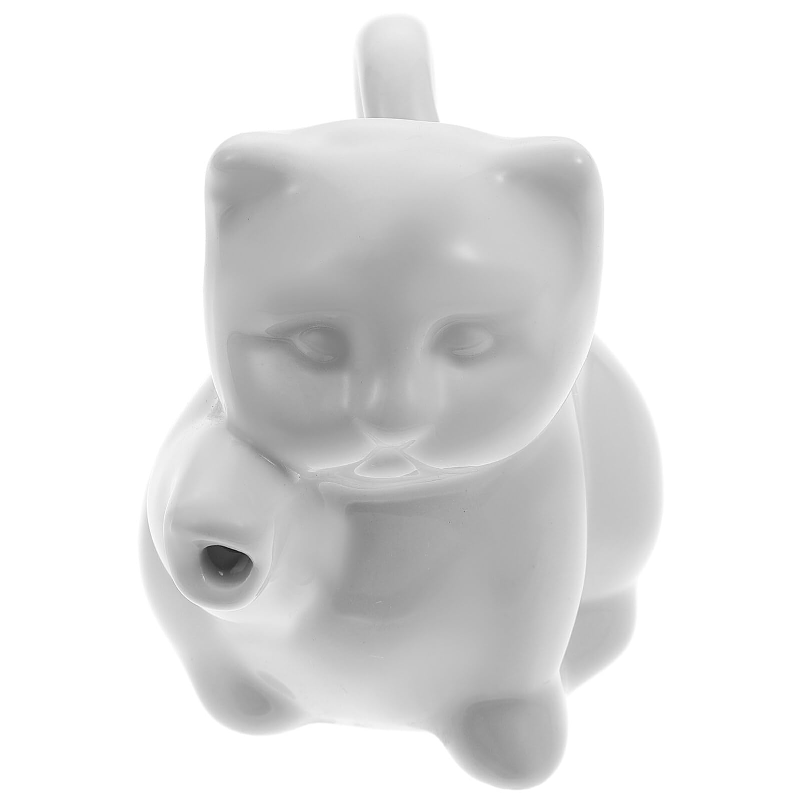 Hemoton Ceramic Milk Pitcher Cup Mini Porcelain Gravy Boat Pitcher: 50ML Cat Shaped Ceramic Creamer Cup White Gravey Pourer Dish Coffee Milk Creamer Pitcher Mini Sauce Serving Jug