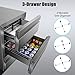 Velieta 24 Inch Upgraded Three-Drawer Beverage Fridge, Weather Proof Outdoor Stainless Steel Beverage Refrigerator, Under Counter Built-in Beverage Cooler for Home & Commercial Use