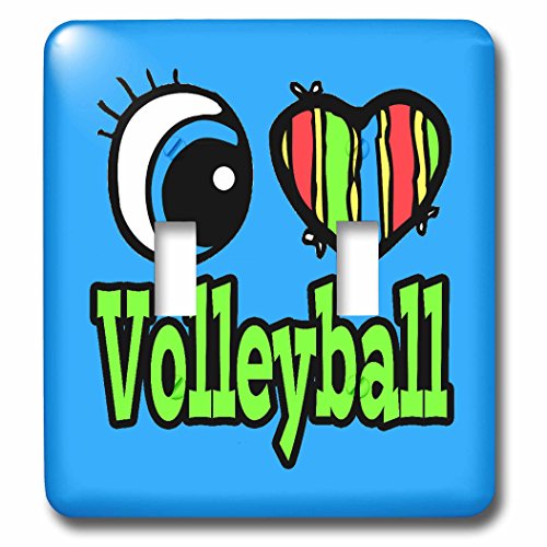 Double interrupteur à bascule motif cœur volleyball imprimé multicolore 3dRose - 3