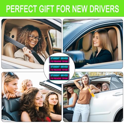 Image of 3 Pack Student Driver Magnet for Car, Magnetic Student Driver Sign for Vehicle, Reflective Warning Bumper Sticker Magnet Sign for New Driver, 10 inch x 4 inch (BLACK)