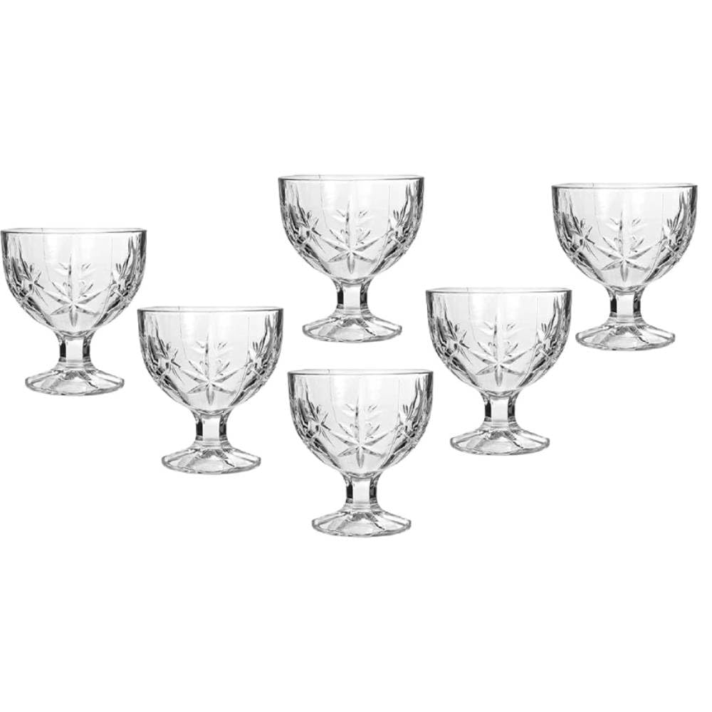 Generico Coppe da Gelato in Vetro, Set di 6 Coppette Decorative, Design Elegante con Motivo a Stella