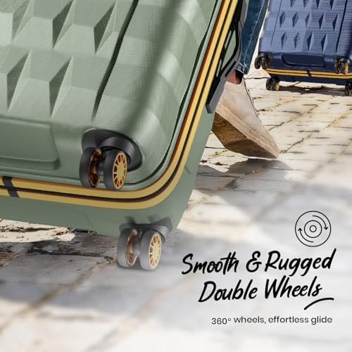 Image of Aristocrat Comet Check-in Trolley Bag 76cm | Large | Hard Luggage| Smooth 8-Wheel Suitcase| Combination Lock with Sturdy Zipper | Full Fabric Convipack | 3-Year International Warranty (Green)
