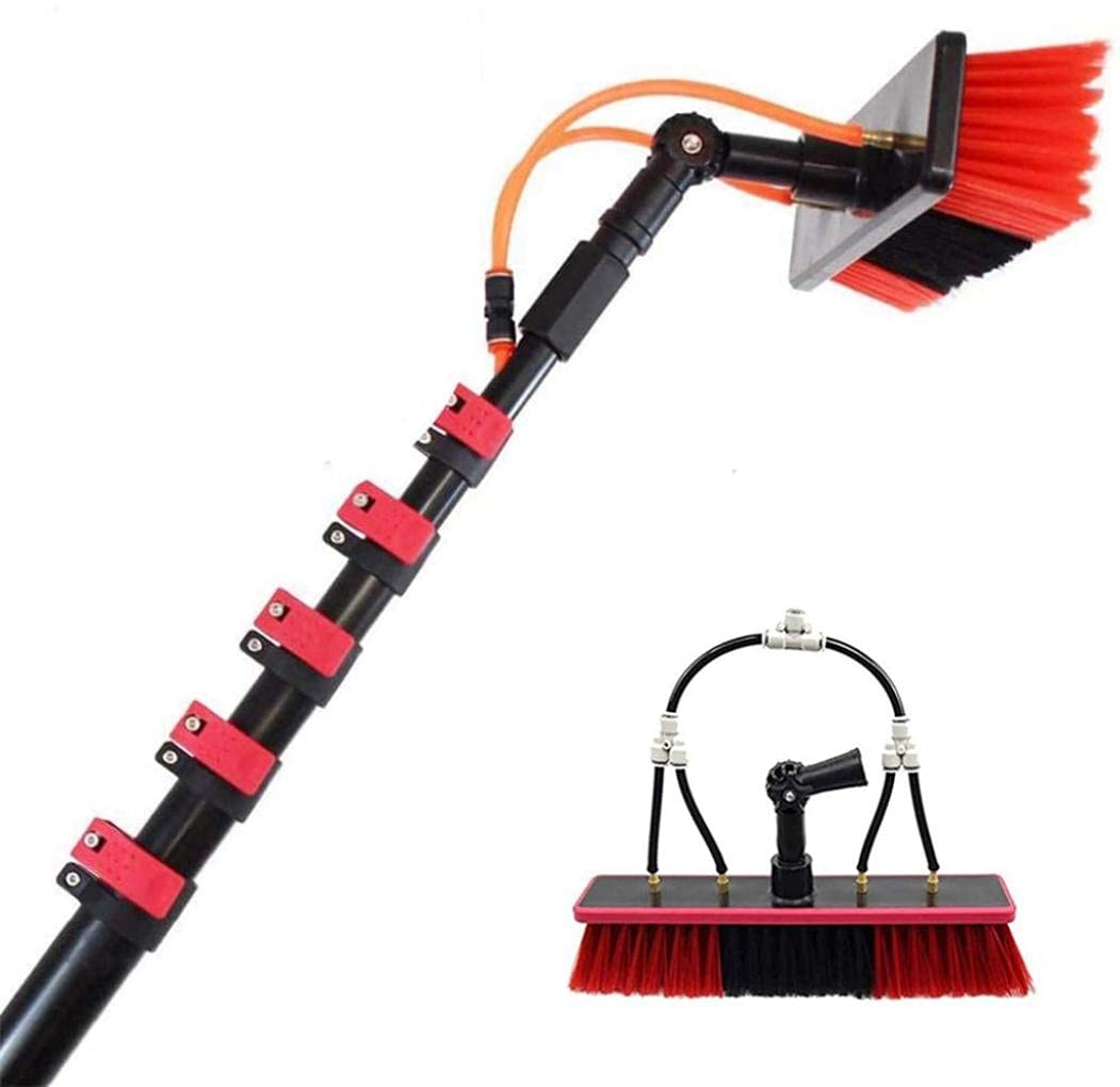 GTHTUHFD Water Fed Pole Kit, Solar Panel Cleaner, Window And Solar Cleaning Pole Brush Window And Solar Panel Cleaning System Windows Cleaning, 35Cm Water Brush, 11M-36Ft,35cm Water Brush 5.4m