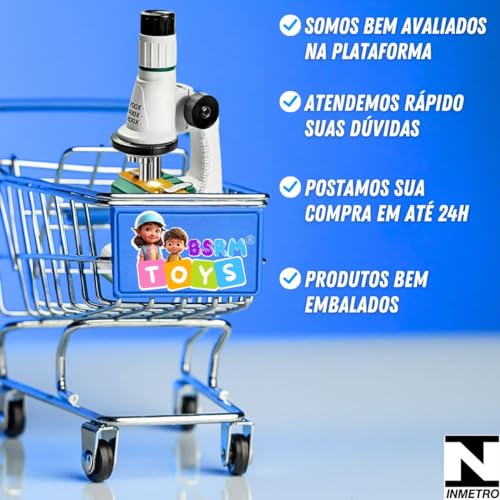 Kit microscopio infantil optico com led para criança brinquedo educativo educacional pedagógico pres