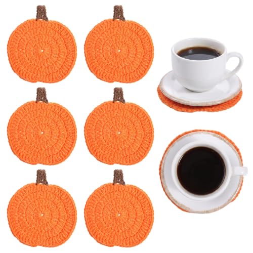 PEOVLVN Fall Coasters Set of 6 Pumpkin Drink Coasters Kitchen Decor