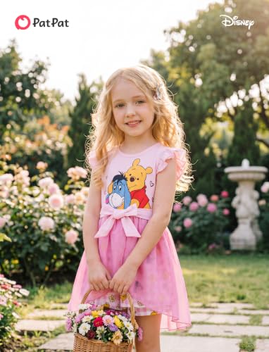 Image of Disney Princess Frozen Elsa Minnie Mouse Stitch Toddler Girl Romper With Skirt Overlay Summer Jumpsuit with Bow 2-6 Years