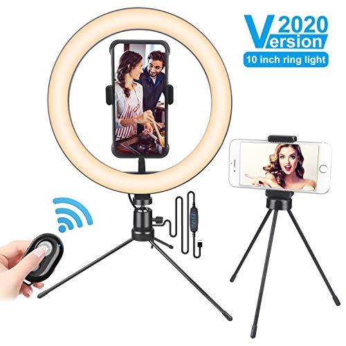 qOXOp LED-Selfie-Ringlicht mit Handy Stativ und Telefonhalter und Fernbedienung, 3 Lichtmodi +10 Helligkeitsstufen, 10… – Bild 7