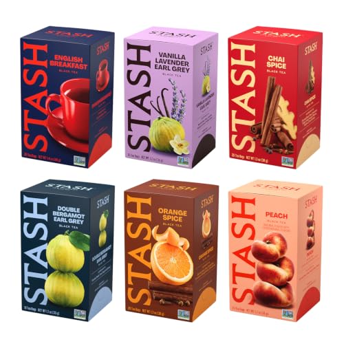 STASH Black Tea Variety Pack – Caffeinated, 6 Boxes of 18-20 Tea ...