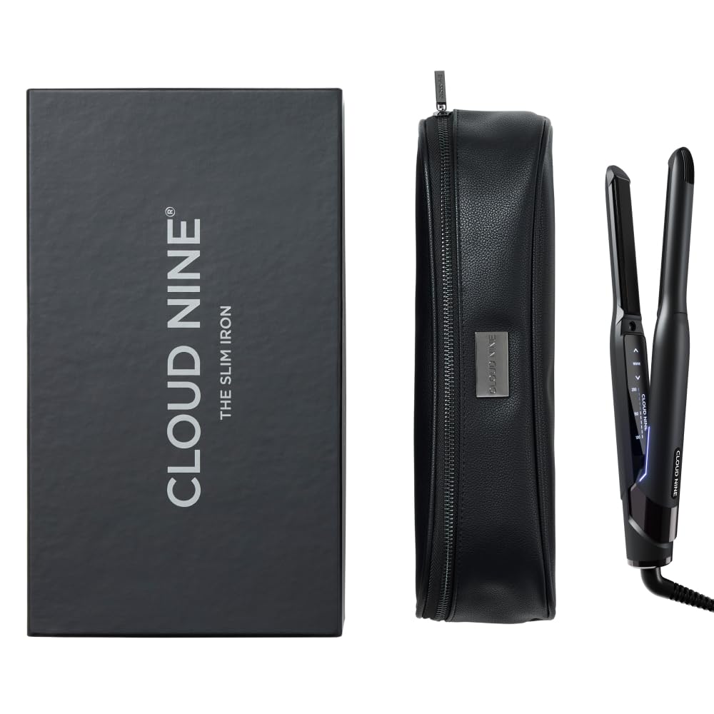 Cloud Nine Slim Iron, Plancha de Pelo Pequeña para Pelo Corto y Flequillo | 11 ajustes 100-200°C, Revive Mode, placas cerámicas finas, anti-encrespamiento, detalles y retoques precisos, acabado liso