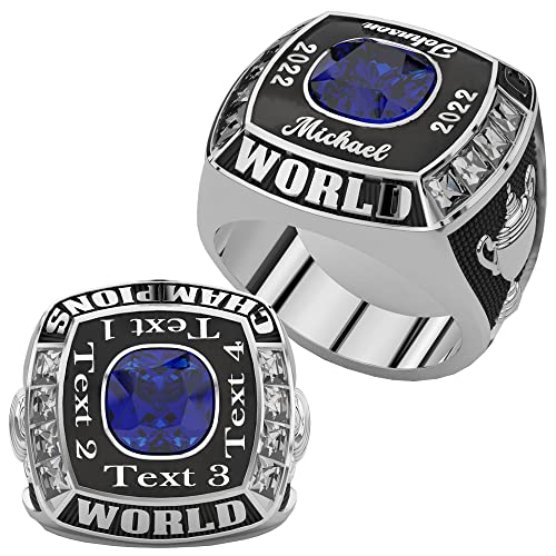 guancrown Custom Graduate Ring - Fantasy Football Softball Baseball Hockey Basketball League Graduate High School College Tournament Class Team Fishing Finalist Ring