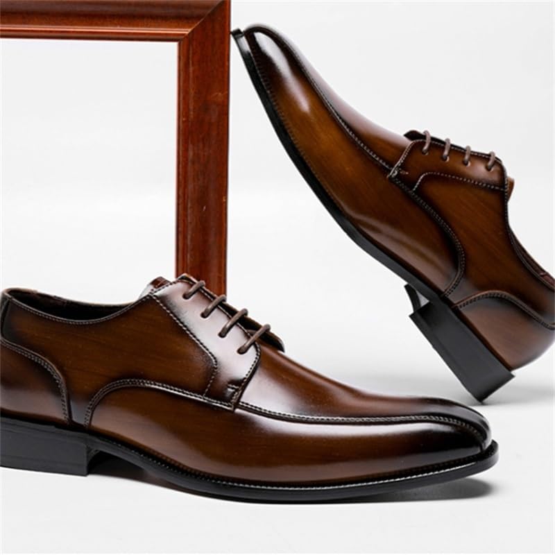 Men's Business Dress Leather Shoes Pointed Toe Low-top Lace-up Shoes Lightweight Comfortable Non-Slip Rubber Soft Sole Casual Oxford Shoes for Men3