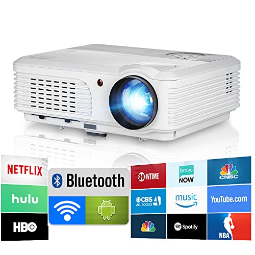 1080P Video Projector Bluetooth Wireless 4600lumen HDMI LCD Multimedia Home Projector for Gaming Video Sports Artwork Android OS WiFi Smart TV Proyector Compatible with Phone/Laptop/Computer/PS5