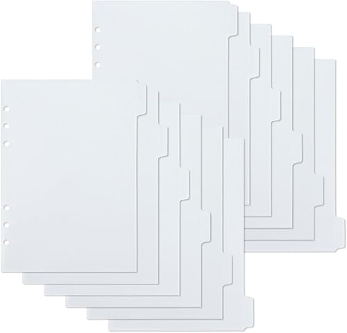 Buqoo Bolsillos para carpetas A5, 12 unidades, 6 anillas, de PVC, con 6 pestañas, bolsa de documentos, organizador de carpetas de archivos, bolsas