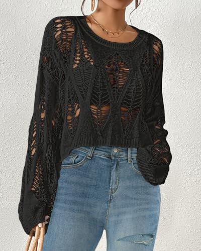 Image of Bsubseach Crochet Cropped Tops for Women Spring Summer Knit Hollow Out Bathing Suit Beach Cover Up Tops 2025