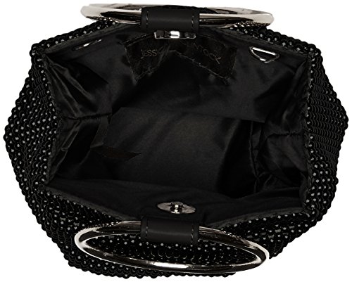 Jessica McClintock womens Jessica Mcclintock Gwen Ball Mesh Ring Wristlet Pouch Clutch Evening Bag, Black, One Size US - Image 6