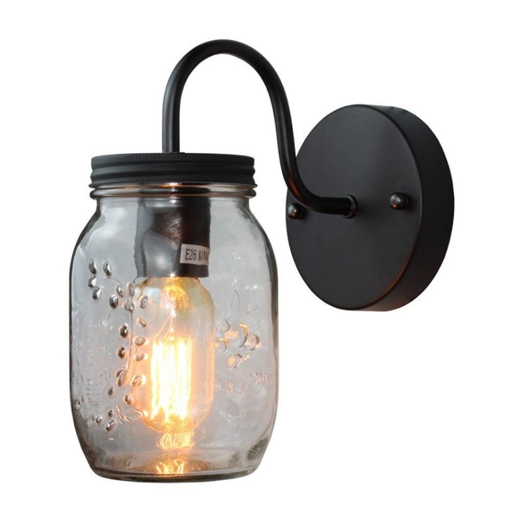 OZBMA Wall Mounted Light Industrial Modern Vintage Retro Lights Clear Glass Shade Loft Bar Kitchen Sconce Lamp Fixture E26 Edison Metal Reading