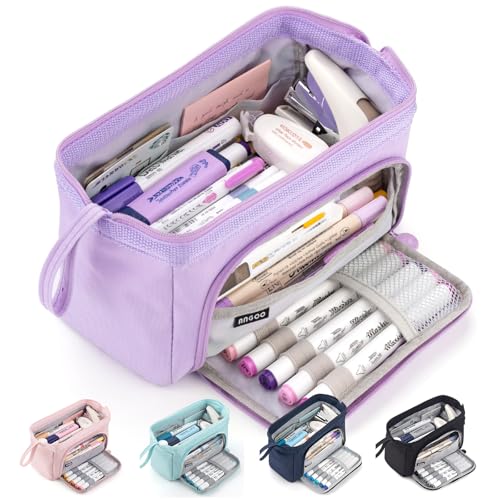 Image of HVOMO Pencil Case Large Capacity Pencil Pouch Handheld Pen Bag Cosmetic Gift for Office School Teen Girl Boy Men Women Adult (Purple)