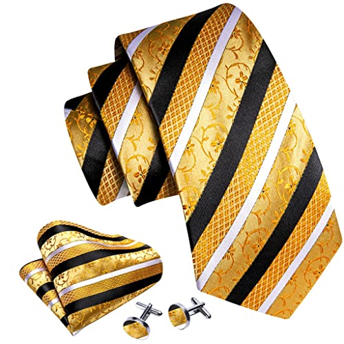 Corbata clásica con juego de puños y pañuelo para hombre