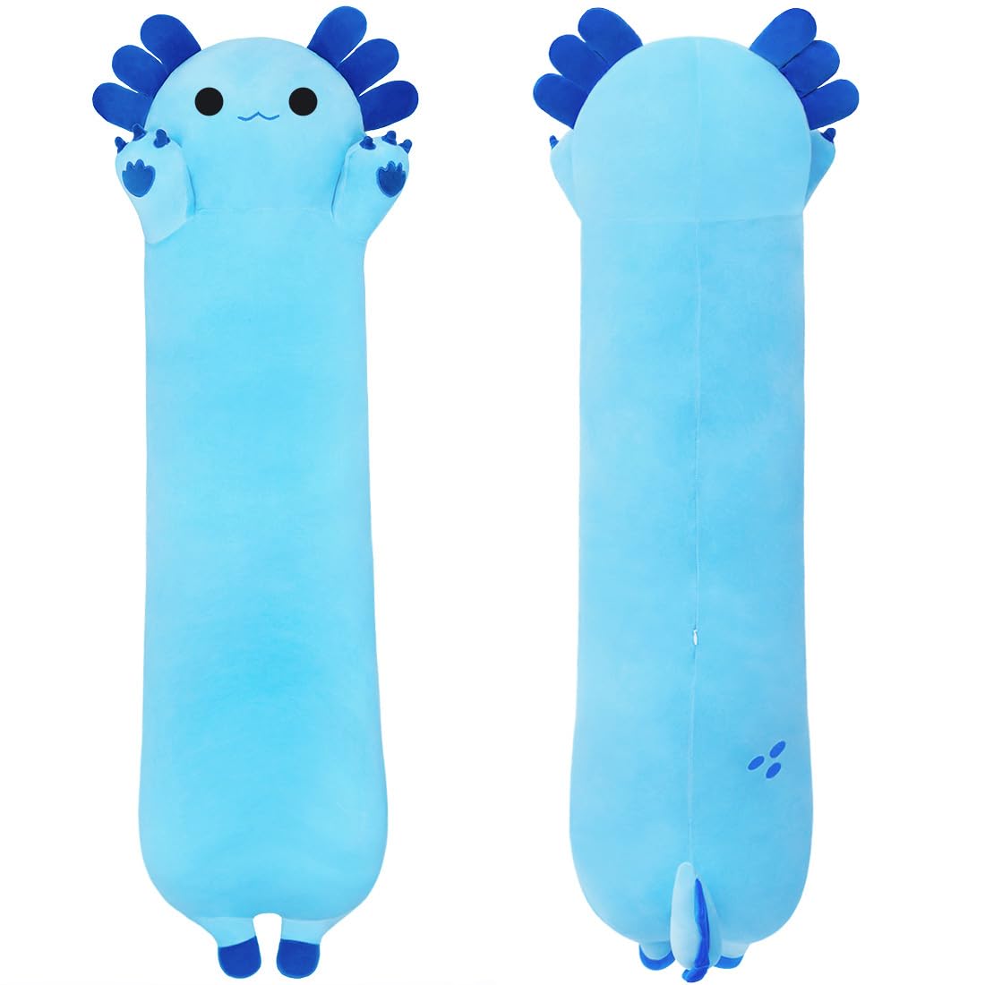MIAOHAHA Plush Axolotl Toy Stuffed Animal Long Axolotl Toy Pillow Body Pillow Gift for Kids and Girls (Blue,90cm/35.4in)