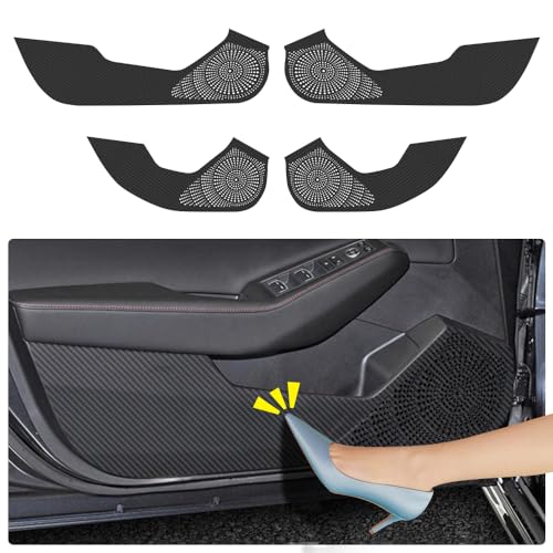 LUNQIN Car Door Anti Kick Pad for Honda Accord 2023 2024 2025 Hybrid Accessories Carbon Fiber Style Leather Sticker Door Sill Protector Cover Edge Guard Side Mat Interior Decoration Dirty Stickers