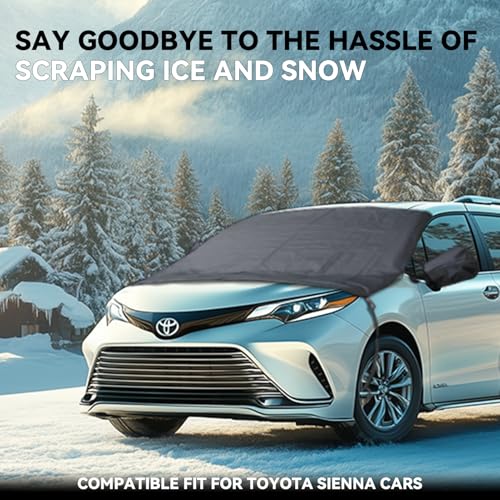 Image of Windshield Cover for Ice and Snow for Toyota Sienna 2021-2026 2027 L LE SE XLE Limited Van Minivan Windshield Cover, 2-Layers Hail Shield Windshield Frost Cover for Trucks Comes with Rear Mirror Cover