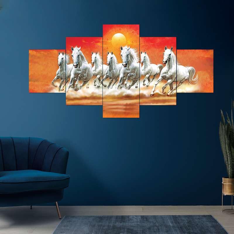 THE SHINING CRAFT Set of Five MDF Framed 3D Wall Painting for Home Decoration, Big Size Painting for Living Room, Bedroom (17x30 inches) 74