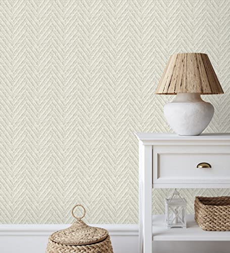 GAULAN 679665 - Papel pintado vinílico ecológico de espiga textura fibra vegetal en relieve para pared salón cocina baño mueble comedor - Rollo de 10 m x 0,53 m