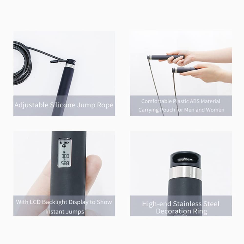Corde à Sauter Intelligente Fitness Sport Cordes à Sauter App Connexion Bluetooth Chargement USB Corde à Sauter électronique avec Main Antidérapante