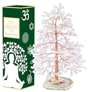 20cm Schneekristall-Bäumchen, Weißer Quarz Heilstein Glücksbaum, Feng Shui | Edelstein-Baum