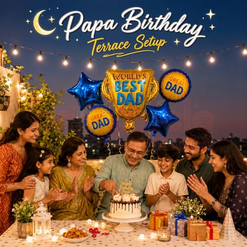 Image of Propsicle Trophy Foil Balloon Set for Dads Birthday Decoration, Pack of 5 | For papa, husband and grandfather birthday surprises, Father's Day celebrations, 40th 50th 60th milestones and home parties