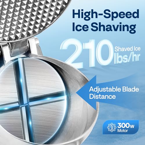 Image of VIVOHOME Electric Ice Crusher Shaver 4 Blades Silver 210lbs /hr | Snow Cone Maker Machine with Ice Pick for Home and Commercial Use