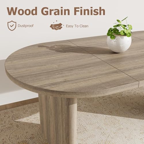 Image of GarveeHome Oval Dining Table for 6-8 People, Long Large Kitchen Table with Thick Sturdy Wooden Base, Farmhouse Dining Room Table for for Kitchen, Living Room, Office (70.87 inch Long,Rustic Pear)