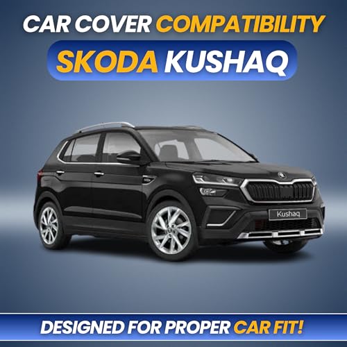 Image of Car Cover for Skoda Kushaq 2021-2026 | 100% Waterproof Heavy-Duty 3-Layer Car Body Cover | All-Weather Rain, UV, Sun & Dust Protection | Custom Fit | Mirror & Antenna Pockets | Navy Blue