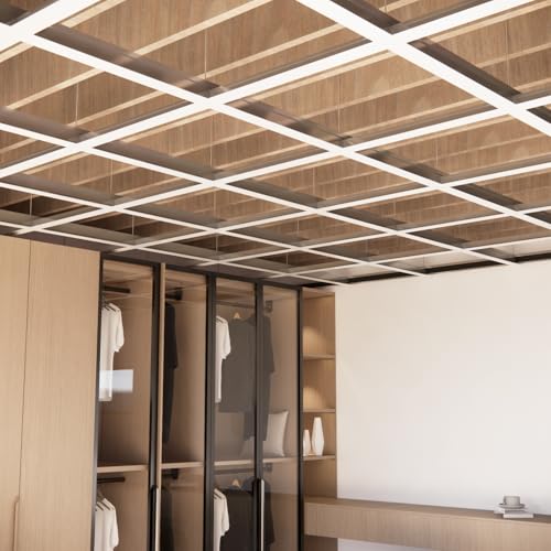 EMAYUU 128 SQ FT White Galvanized Drop Ceiling Grid kit for Basement Living Room Kitchen Bathroom Lobby (White 128 SQ FT)